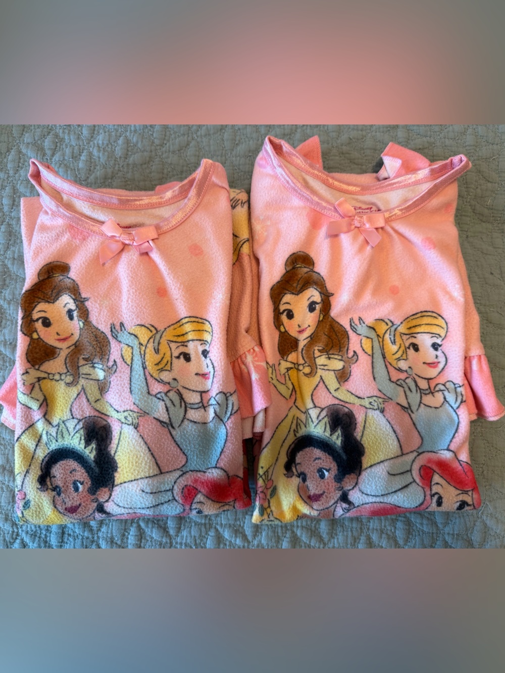 Disney Girls Pink Princess Fleece Pajama Tops - Set of 2